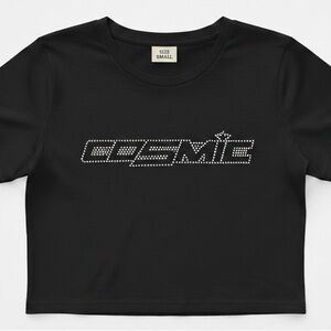 Black Crop Top with Cosmic Design